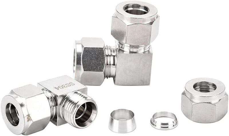 Pysrych 304 Stainless Steel Compression Tube Fitting, 90 Degree Elbow, 3/8" OD x 3/8" OD, Pack of 2 - Image 5
